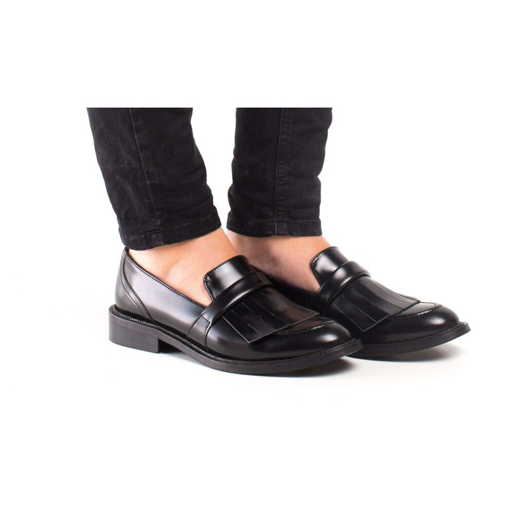 NEW NAE Brina Black Vegan Fringe Loafers Size 37